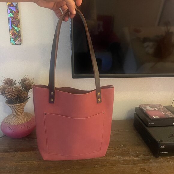 Portland Leather Tote Bag Dark Pink   Small size - Picture 4 of 7